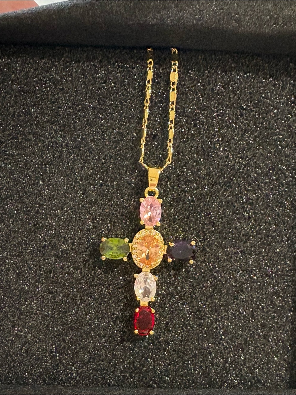 NWT Precious Gemelli Dainty Cross Necklace with Multicolor Cubic Zirconia